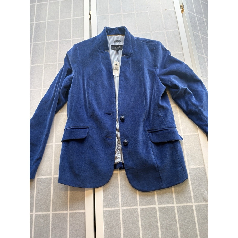 NWT Talbots Aberdeen Blazer Royal Blue‎ Velvet Military Jacket Sz 4 MSRP $149